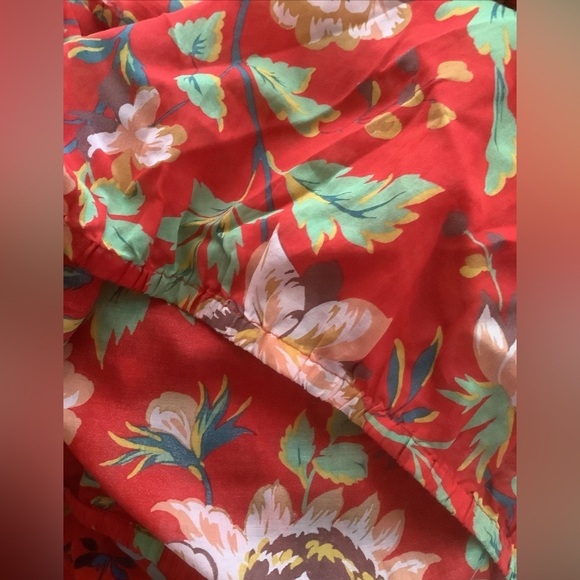 Maeve by Anthropologie Red Floral Peasant Blouse - Women's Top retro Sz L - Picture 6 of 13
